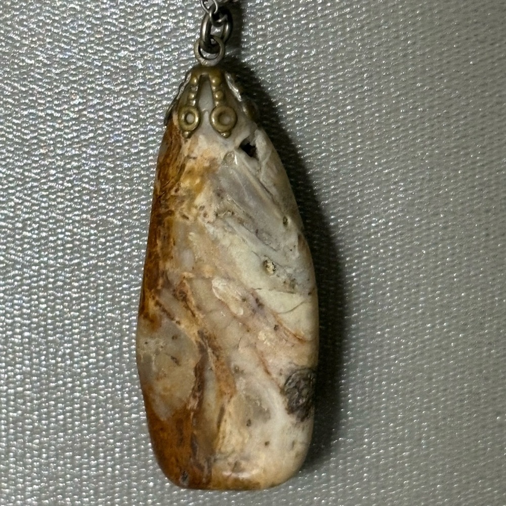 Automade Sterling Silver Chain with Desert Jasper Necklace Circa ‘34 - ‘72 - Picture 3 of 7